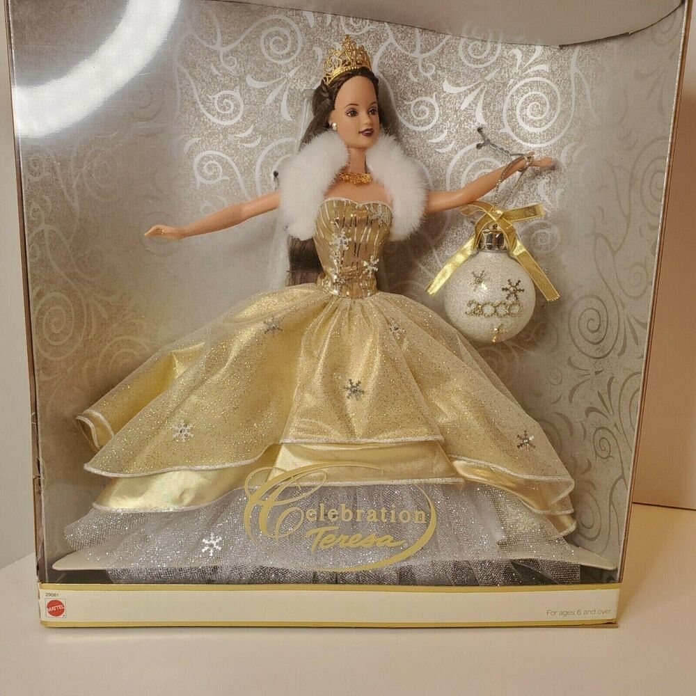 Collectible 2000 Celebration Teresa Barbie Brunette Holiday Doll VTGE NEW Mattel